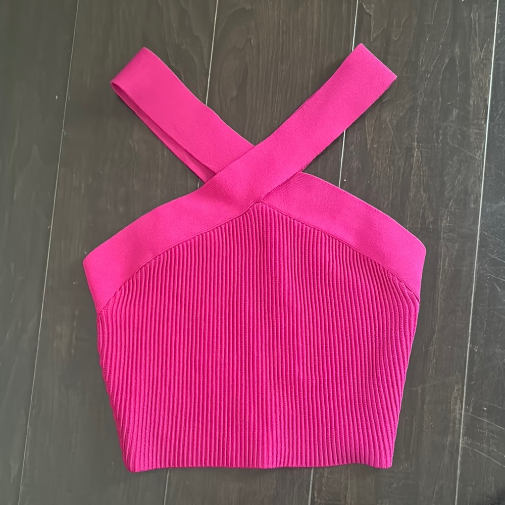 Aritzia Pink Cross-Strap Crop Top